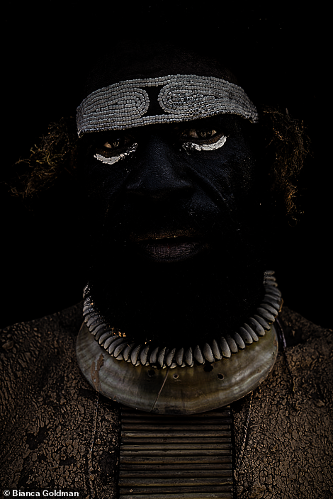 Photographer Bianca Goldman took this powerful image of a member of the Suli Muli tribe in Papua New Guinea. She says she was driven to take the photo as 'part of a personal journey to capture the textures, expressions, and the stillness of time in this community'