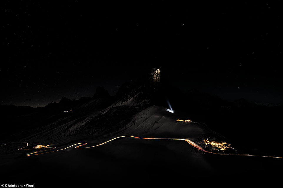 Taken in Italy, this incredible photo is of Ra Gusela, one of photographer Christopher West's 'favourite peaks' in the Dolomites. To take the shot, Christopher had to hike up to the viewpoint in the cold on a -14 degree winter night