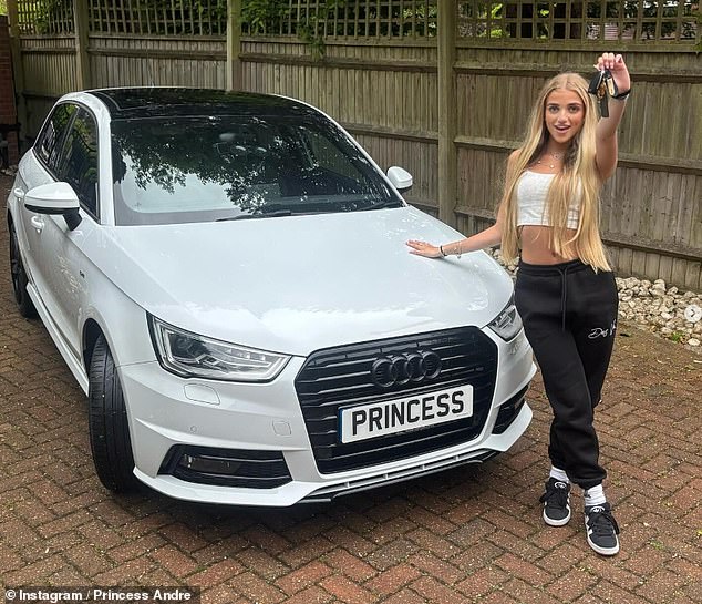 Princess Andre has revealed she's bought her first car, two weeks after passing her driving test, taking to Instagram to share snaps of her new motor