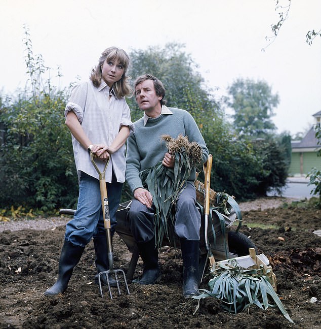 The actress and presenter, 85, was one of the leads across its four series, from 1975 to 1978, playing a neighbour to central couple the Goods (pictured), who were converting their garden into a farm in a bid for self-sufficiency