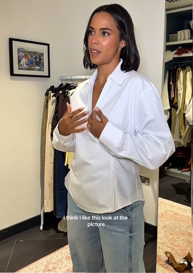 Posting on her TikTok ahead of today's show, the 35-year-old former Saturdays singer revealed: 'There's a new rule, we didn't used to be allowed to wear jeans, did we? But we can wear jeans now. This is amazing news for me'