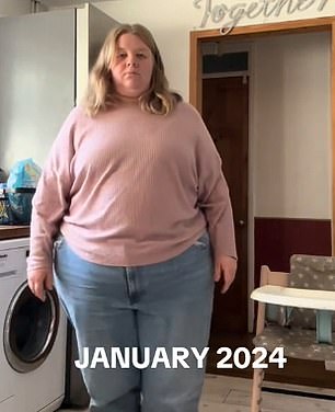 She lost the hefty pounds by going on a total meal replacement diet (before)