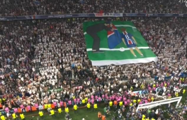 PSG fans also unveiled a tifo tribute to Xana in the stands, showing him and her planting a flag