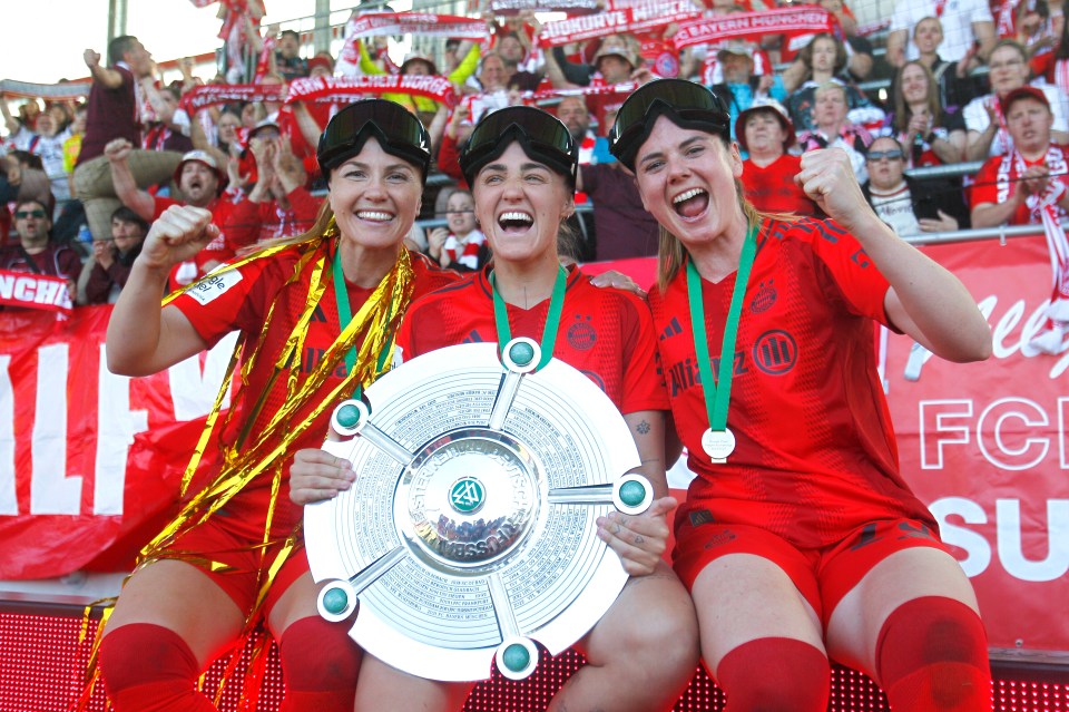 Stanway (middle) missed the second half of Bayern's season due to injury