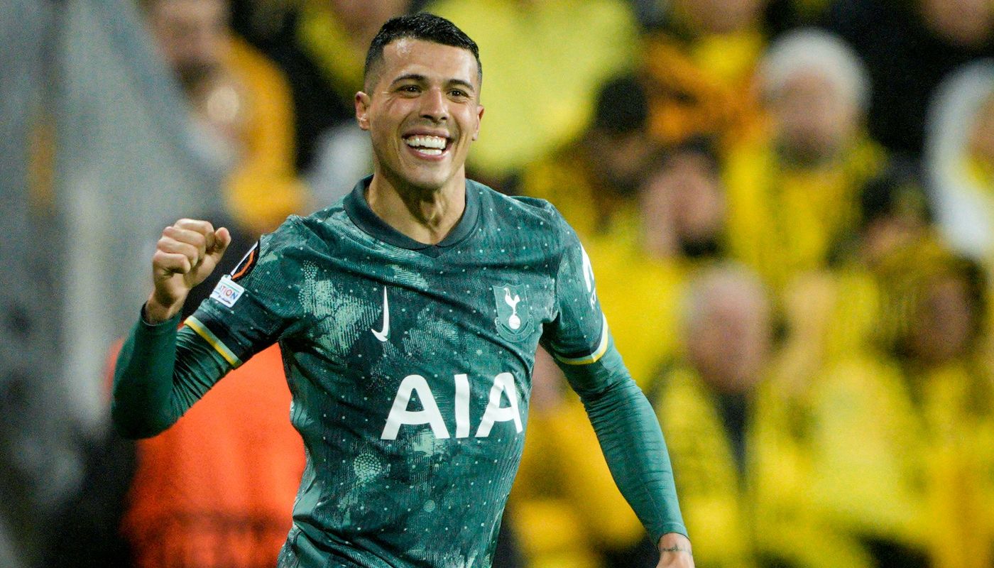 A winning smile after Pedro Porro adds Spurs' second goal