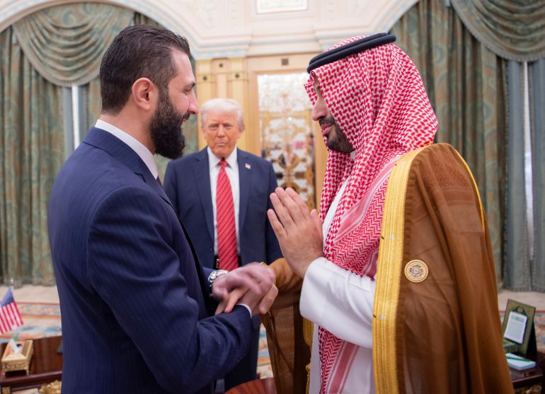 Trump meets with al-Sharaa and Mohammed Bin Salman.