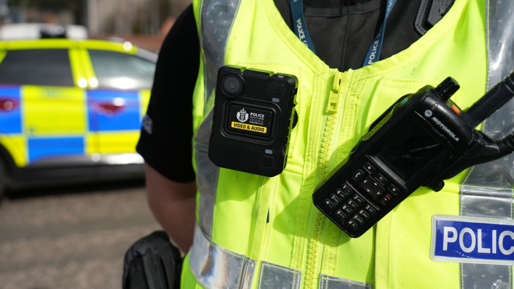 New body worn video cameras from Motorola. Photo credit: Police Scotland