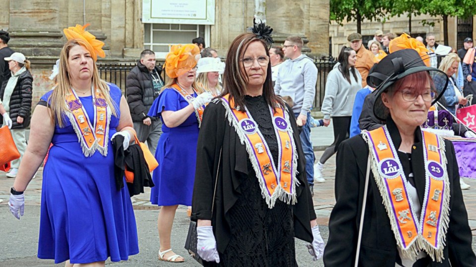 Alamy Live News. 3B2A1FR Glasgow, Scotland, UK. 27th April, 2025. Five hundred Ladys of the lodge march in the city centre led by a limousine, orange lodge march in the city. Credit Gerard Ferry /Alamy Live News This is an Alamy Live News image and may not be part of your current Alamy deal . If you are unsure, please contact our sales team to check.