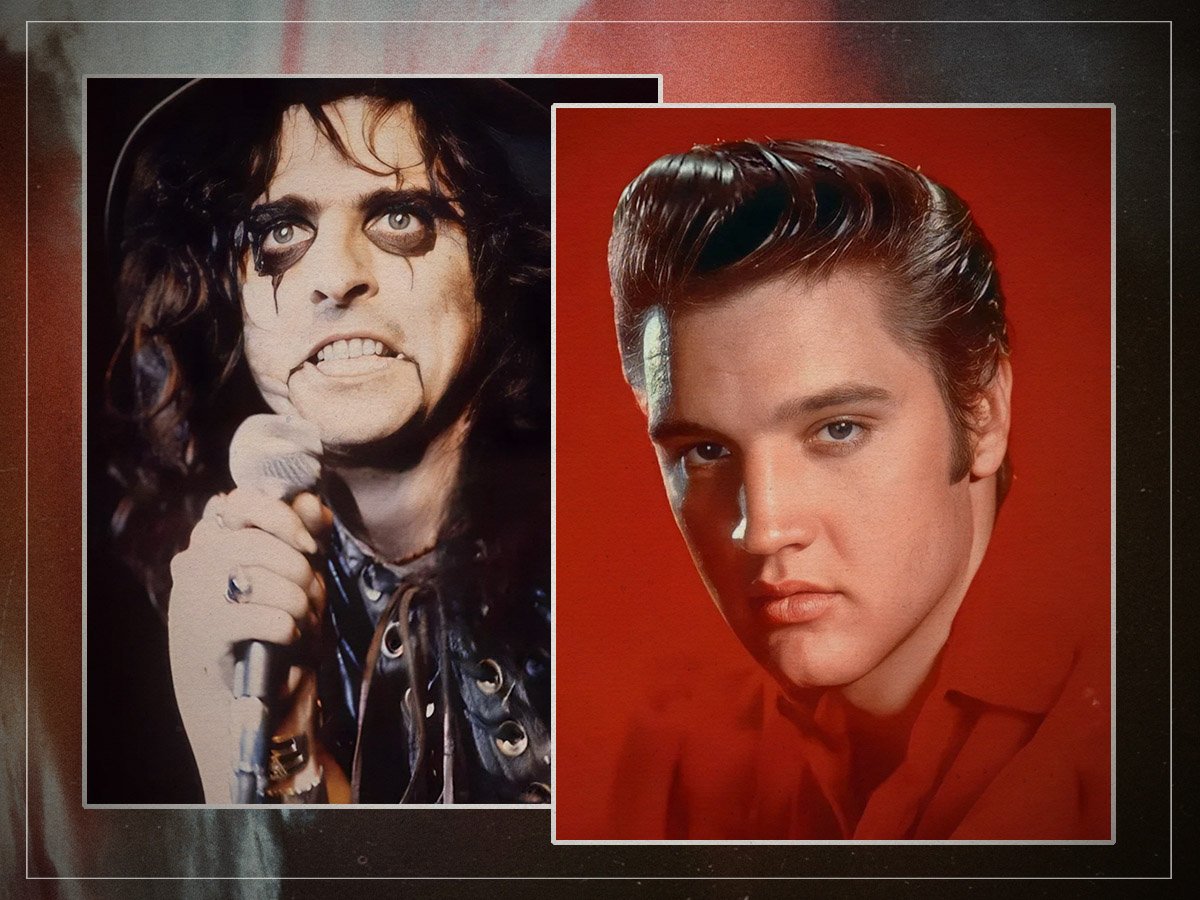 Why did Alice Cooper point a gun at Elvis Presley?