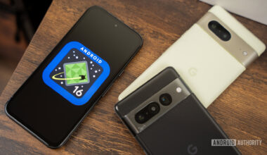 Android 16 logo on smartphone 03