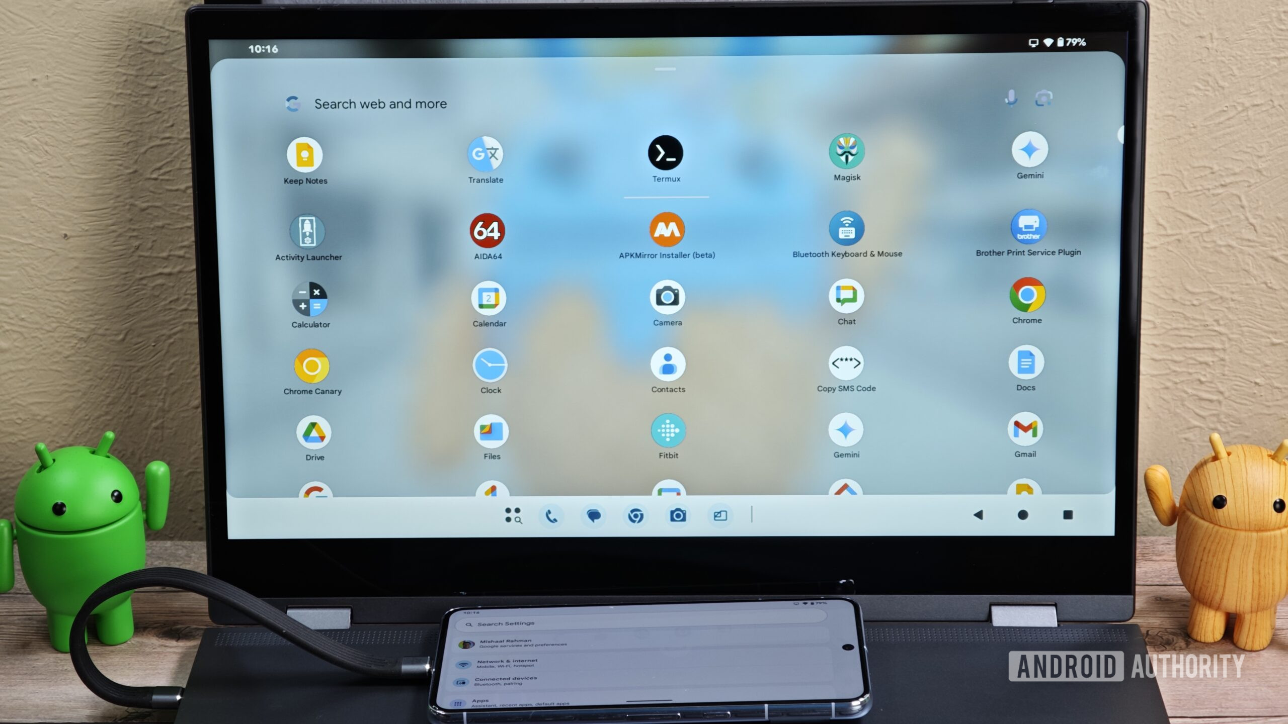 Android desktop mode app drawer