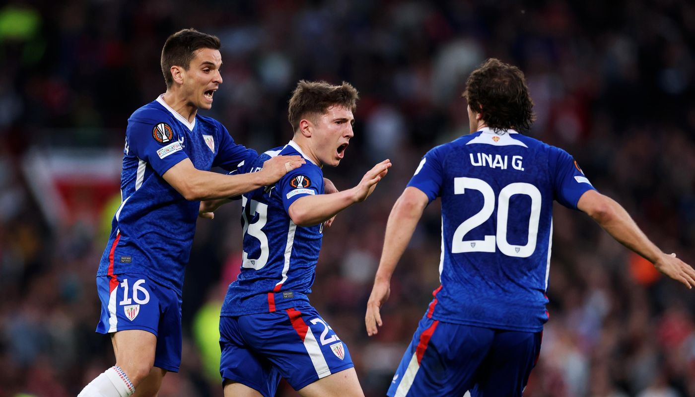 Mikel Jauregizar roars with delight after putting Athletic 1-0 ahead