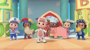 CoComelon Lane: Season 3 (L to R) Cruze McKinnon as JJ, Samantha Alarcon de Pando as Nina, Sebastian Billingsley-Rodriguez as Nico, Denzel Onaba as Cody, Diana Tsoy as Cece, Kaiyus Tiwana Grewal as Bella in CoComelon Lane: Season 3. Cr. Courtesy of Netflix © 2024