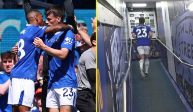 Everton star runs straight down tunnel after just 17 minutes in Goodison Park farewell