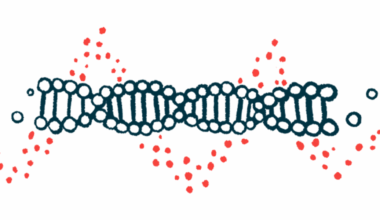 A close-up illustration of a DNA strand highlights its double-helix structure.