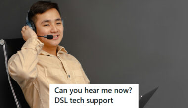 Man working in call center happy to help customers