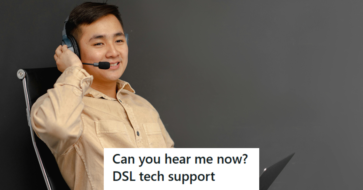 Man working in call center happy to help customers