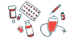An illustration shows medications in various forms, including pills and a syringe.