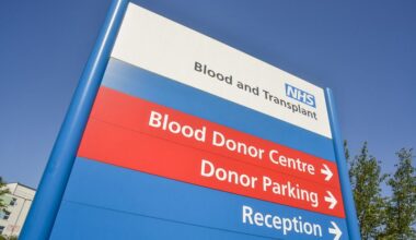 Blood donation centre sign