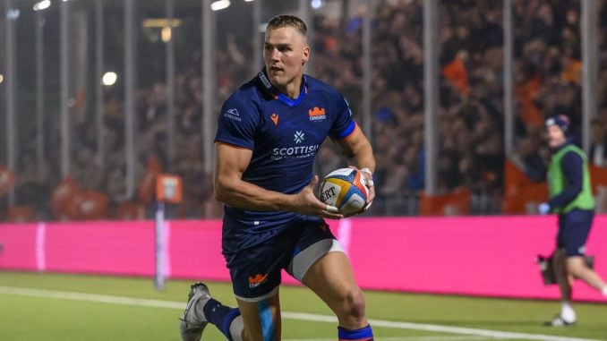 Duhan van der Merwe is on track for his comeback from an ankle injury suffered at the end of March in Edinburgh's URC play-off clash against Bulls on Saturday. Image: © Craig Watson - www.craigwatson.co.uk