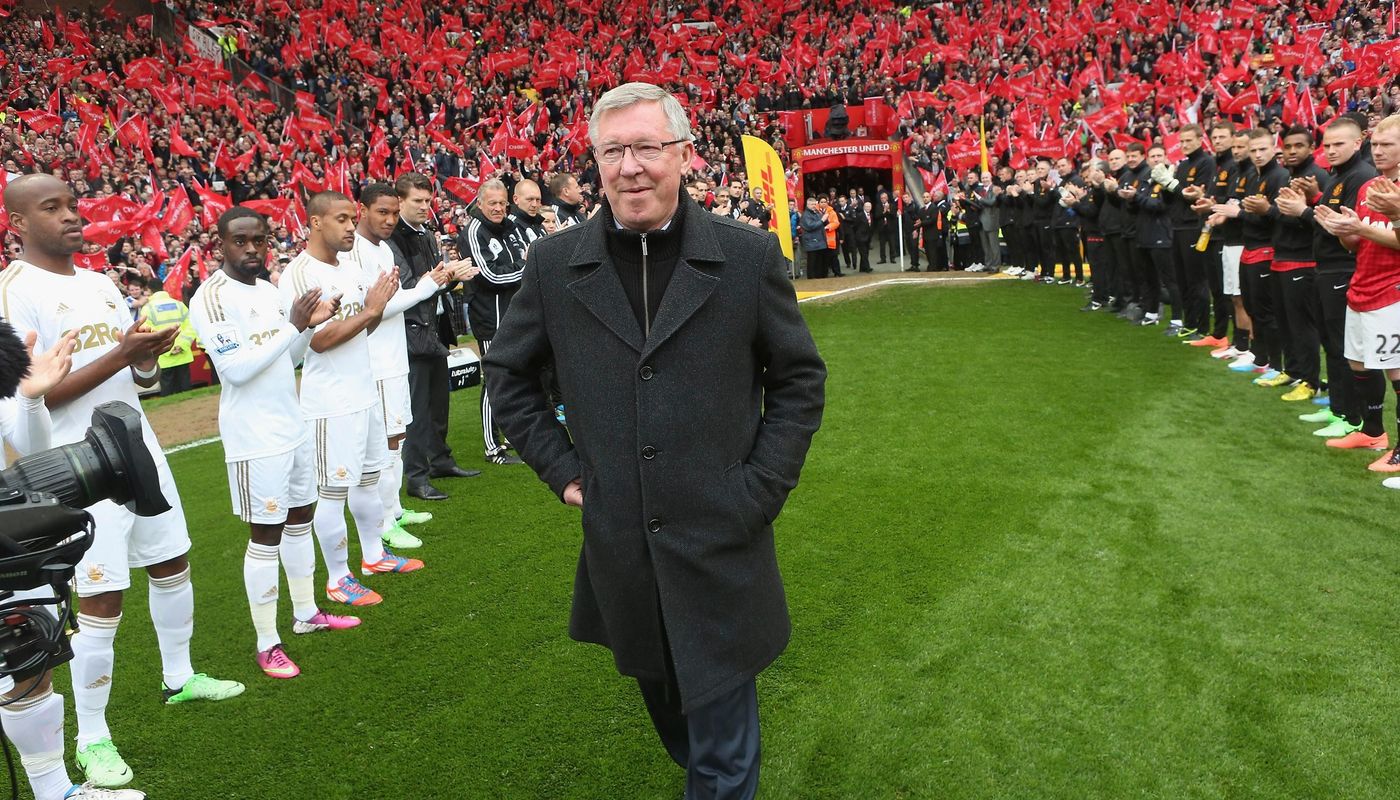 2012/13: Sir Alex Ferguson is honoured before his last home match as Man Utd manager, against Swansea City