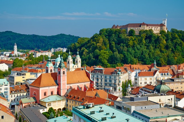 A view of Ljubljana cityscape and castle.