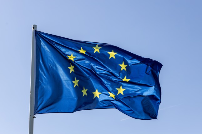 European Unsion - EU-flag in the blue sky