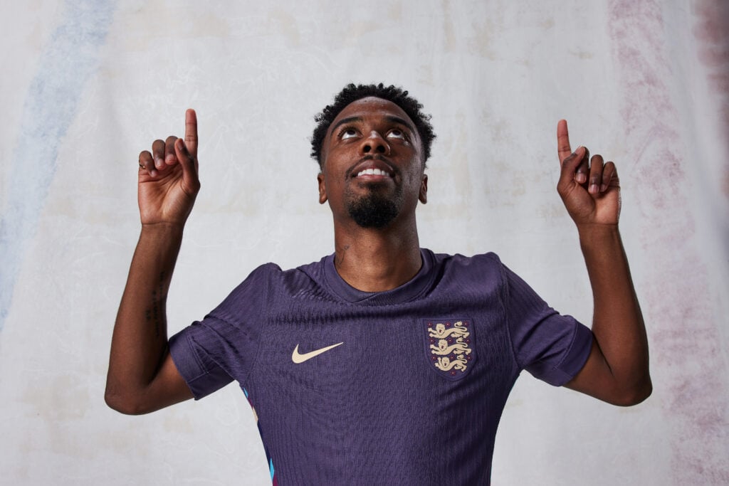 Angel Gomes of England poses during a portrait session at St George's Park on September 04, 2024 in Burton upon Trent, England.