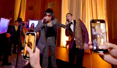 LOS ANGELES, CALIFORNIA - MAY 10: (L-R) Anderson .Paak and Tayme Thapthimthong perform during the Founders Party during the Gold House 4th Annual Gold Gala at The Music Center on May 10, 2025 in Los Angeles, California. (Photo by John Sciulli/Getty Images for Gold House)