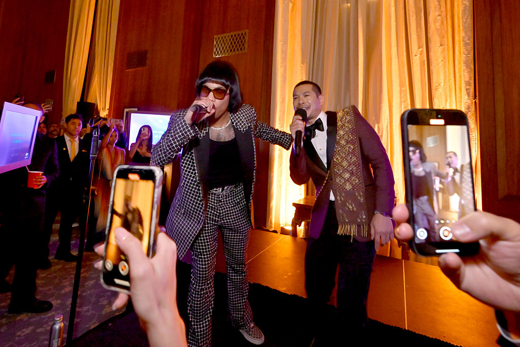 LOS ANGELES, CALIFORNIA - MAY 10: (L-R) Anderson .Paak and Tayme Thapthimthong perform during the Founders Party during the Gold House 4th Annual Gold Gala at The Music Center on May 10, 2025 in Los Angeles, California. (Photo by John Sciulli/Getty Images for Gold House)