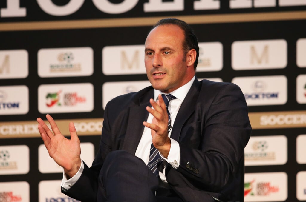 Ramon Vega, Vega Swiss Asset Management CEO and Founder talks during day 2 of the Soccerex Global Convention 2016 at Manchester Central Convention ...