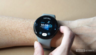 A user scrolls through their watch face options on the Google Pixel Watch 3.