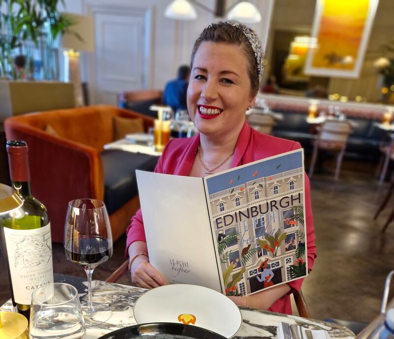 Emma Heatherington enjoying the food and drink at Le Petit Beefbar