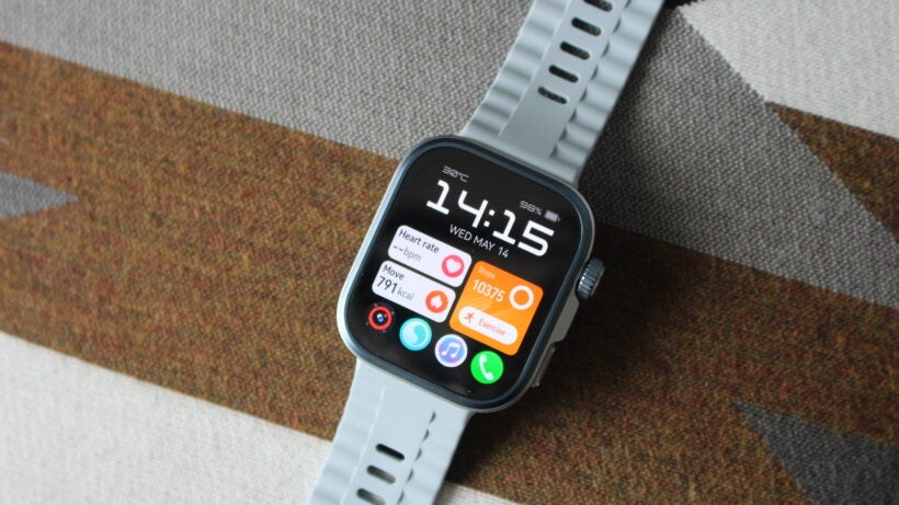 Huawei watch Fit 4 Pro on table with main menu