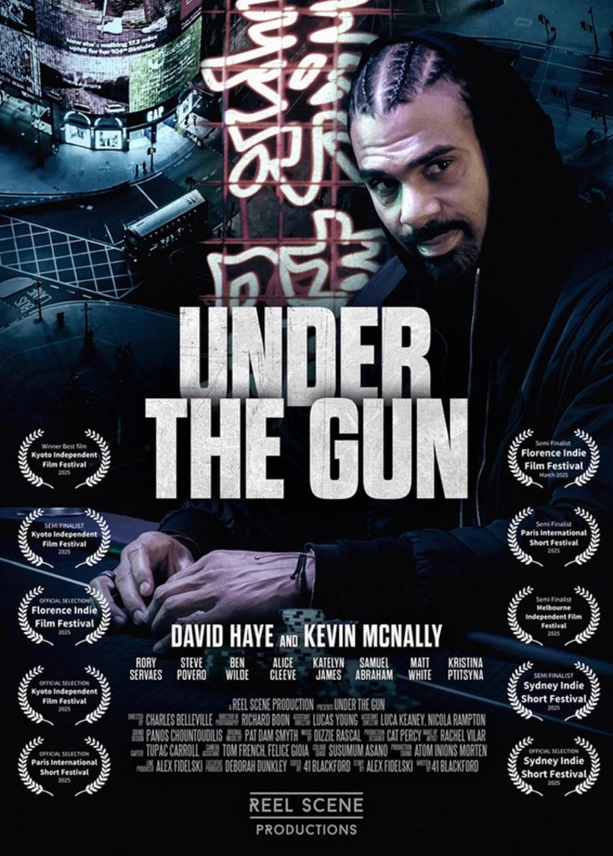 Film poster for "Under the Gun," starring David Haye and Kevin McNally.