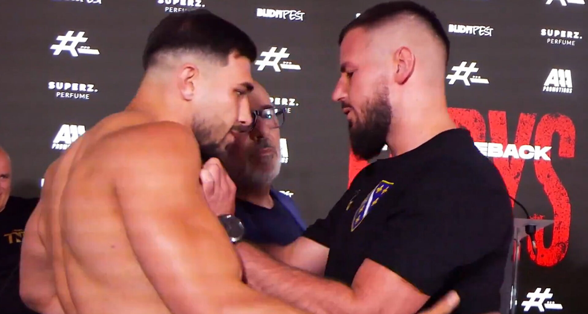 Tommy Fury SHOVED by opponent Kenan Hanjalic as face-off for comeback fight turns tense