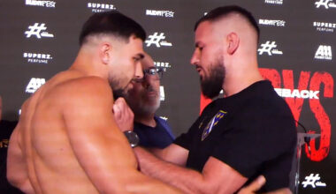 Tommy Fury SHOVED by opponent Kenan Hanjalic as face-off for comeback fight turns tense