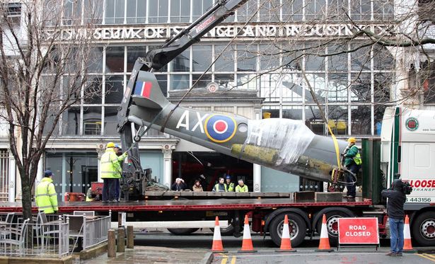 Spitfire is taken out of the Museum of Science and Industry