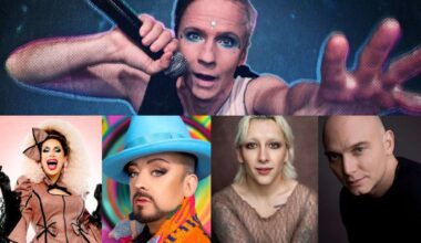 John Cameron Mitchell concert London. Divina de Campo, Boy George (Photo Dean Stockings, Mason Alexander Park, Michael Cerveris (Photo Gino Domenico). Other photos via agents