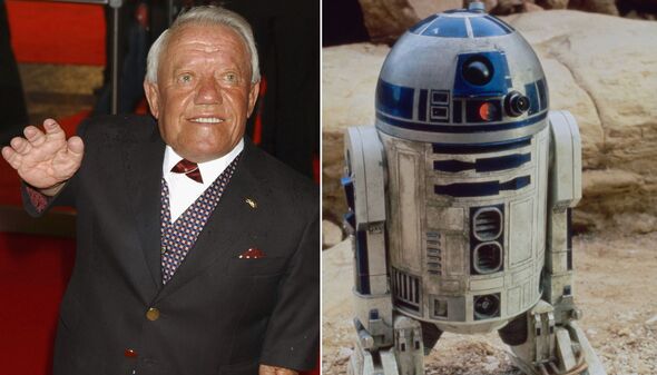Split image of Kenny Baker and R2-D2