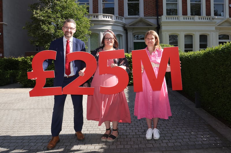 From L-R Malcolm Fleming, Director of Public Affairs People’s Postcode Lottery,  North Antrim MLA, Sian Mulholland  and Rachel Kirby-Rider, CEO of Young Live’s vs Cancer,   launch consultation on multi-million charity funding boost for Northern Ireland.
PICTURE COLM LENAGHAN