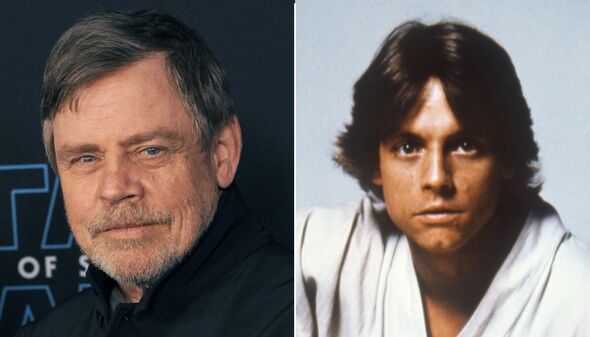 Split image of close ups of Mark Hamill and Luke Skywalker