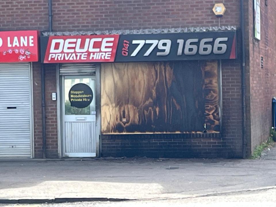 Fire-damaged Deuce Private Hire taxi firm.
