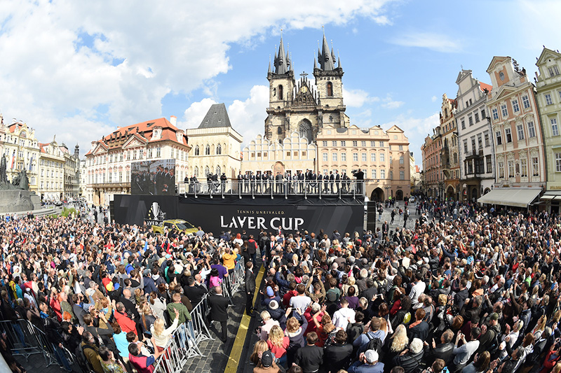 Scenes from the Old Town Square where Laver Cup players were welcomed in Prague. Photo: Ben Solomon