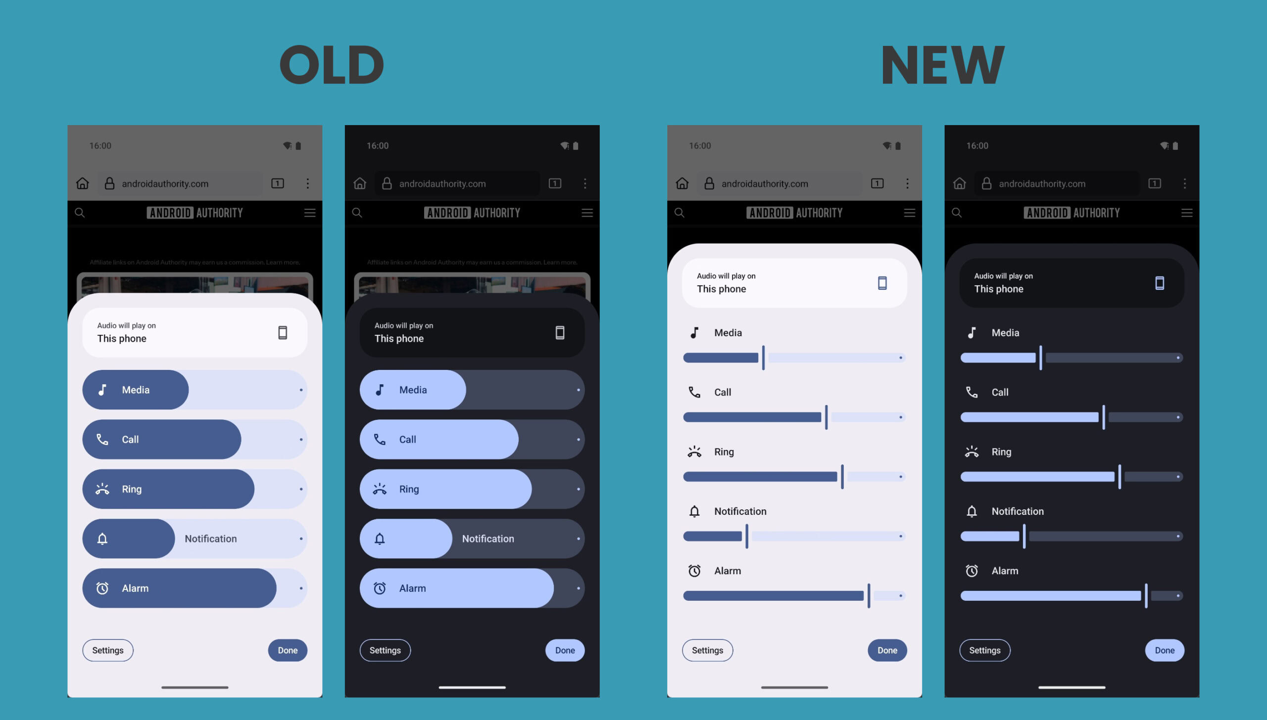 Old vs new volume panel design