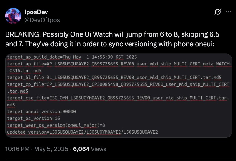 One UI 8 Watch tweet (1)