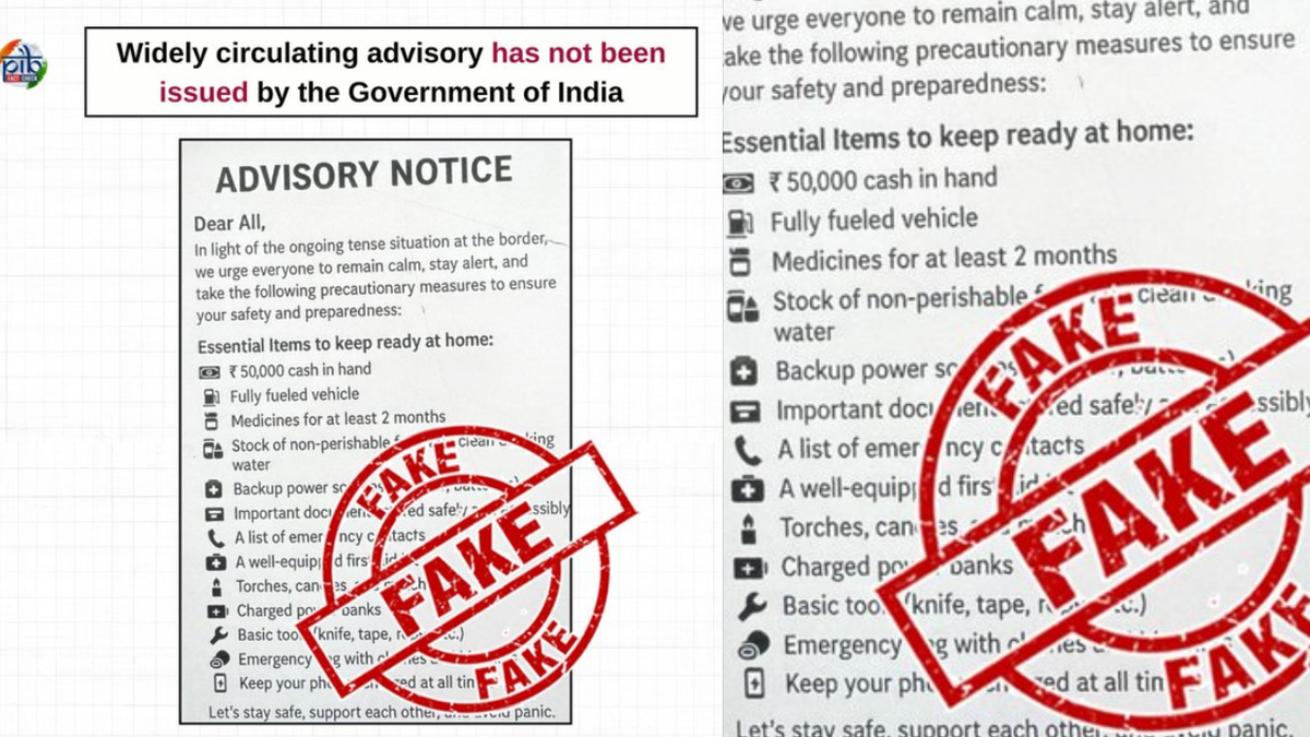 Fake advisory circulates on internet urging people to stock up amid India-Pak tension, PIB alerts