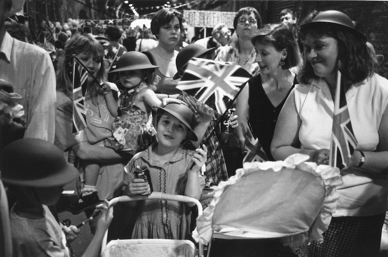 A street party at London Bridge to celebrate the 50th anniversary of VE Day in  1995. Photograph: Steve Eason/Hulton Archive/Getty Images