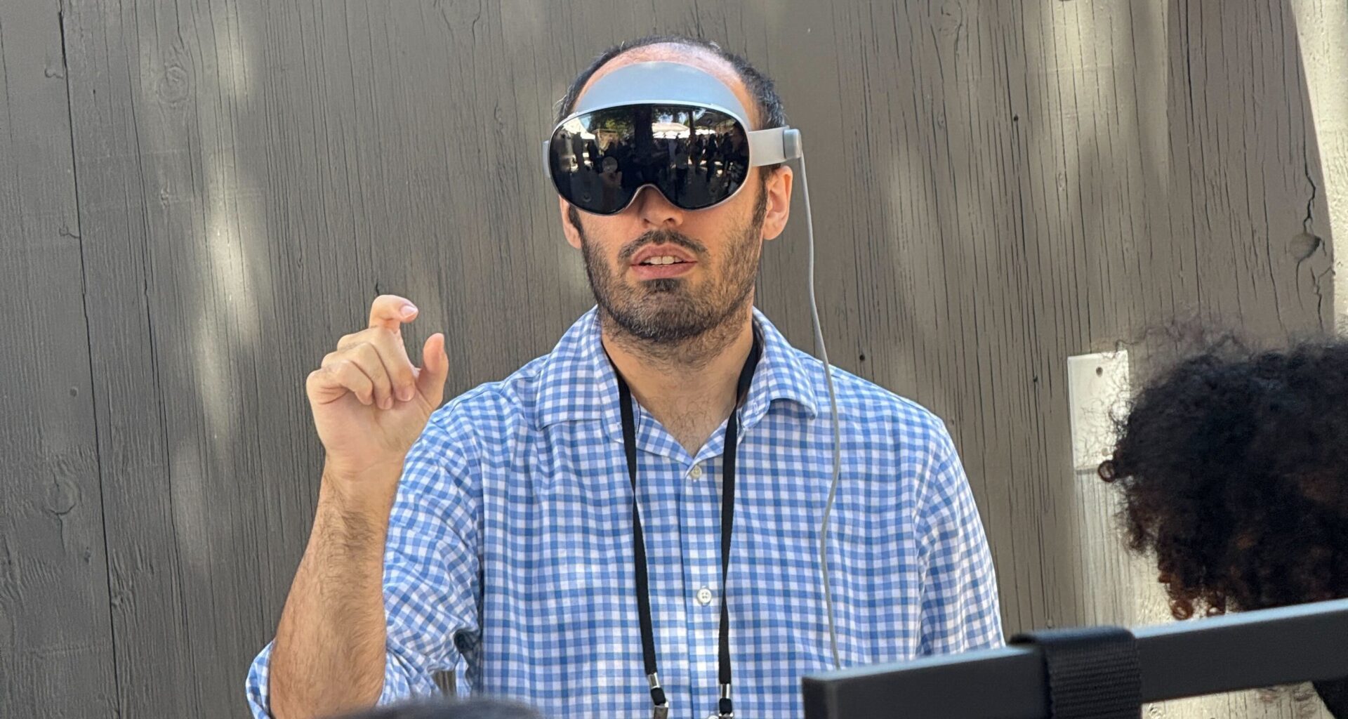 Michael Hicks testing Android XR on Samsung Project Moohan at Google I/O 2025