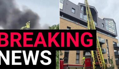 Huge fire at block of flats in east London with woman and baby treated at scene | News UK